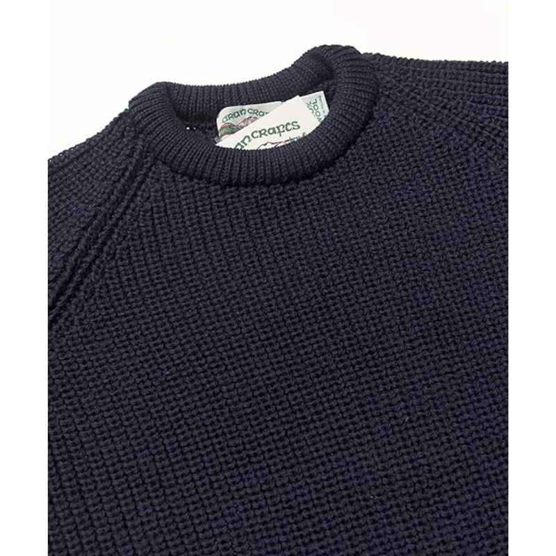 Men's Fisherman's Ribbed Crew Neck Sweater Navy